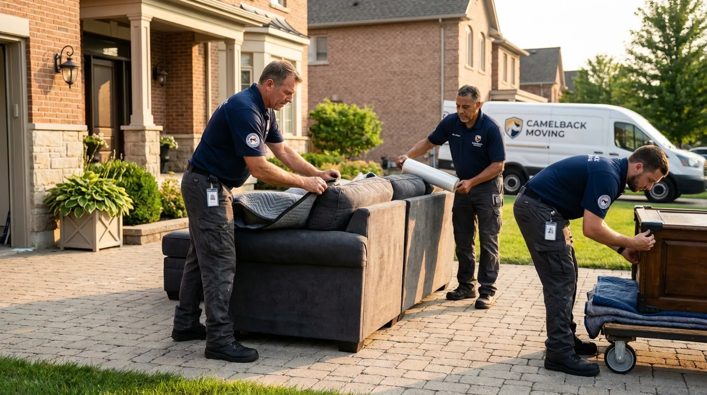 Large estate moving crew wrapping furniture in Olton, TX